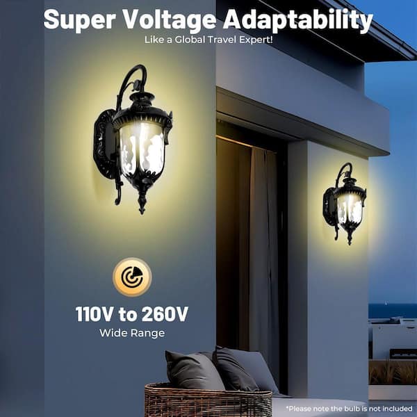 OUKANING 1-Light Black Retro Outdoor/Indoor Waterproof Lantern