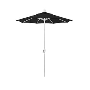 6 ft. Matted White Aluminum Market Patio Umbrella with Crank and Tilt in Black Sunbrella
