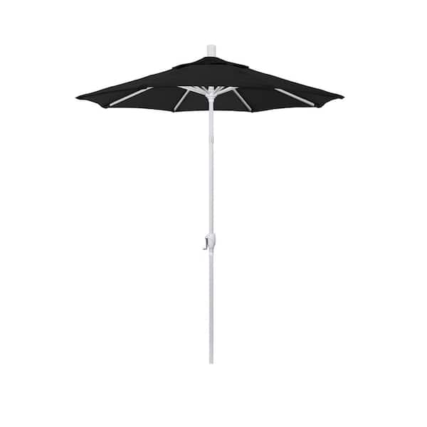 California Umbrella 6 ft. Matted White Aluminum Market Patio Umbrella with Crank and Tilt in Black Sunbrella