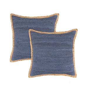 LR Home Raeleigh Navy Solid Cotton Blend 20 in. x 20 in. Throw 