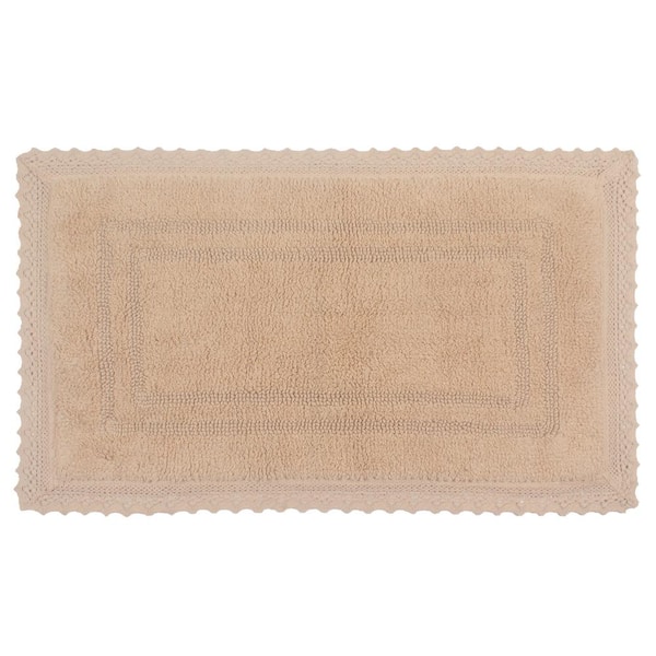 Opulent Reversible 100% Cotton Bath Rug Set, 21x34 Rectangle, Linen