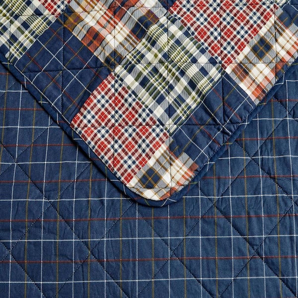 Madrona Blue Plaid Cotton Quilt Set