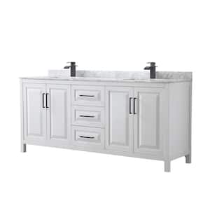 Daria 80 in. W x 22 in. D x 35.75 in. H Double Bath Vanity in White with White Carrara Marble Top