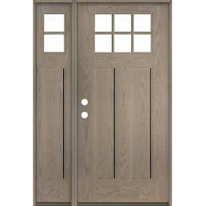 Craftsman 50 in. x 80 in. 6-Lite Right-Hand/Inswing Clear Glass Oiled Leather Stain Fiberglass Prehung Front Door w/LSL