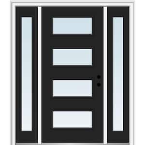 64.5 in. x 81.75 in. Celeste Left-Hand Inswing 4-Lite Clear Low-E Painted Steel Prehung Front Door with Sidelites