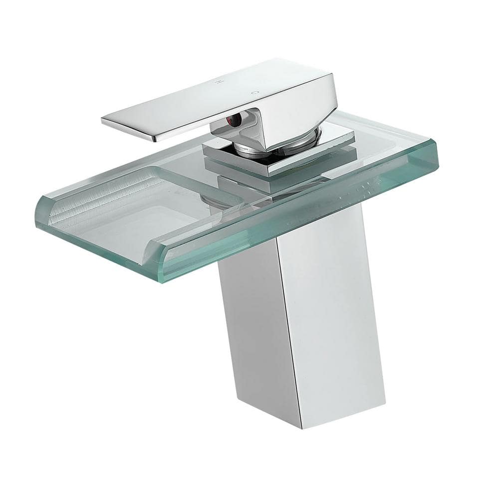 Single Handle Single Hole Waterfall Bathroom Faucet with LED Light Modern Brass Bathroom Basin Taps in Polished Chrome price history on PriceWatchPro