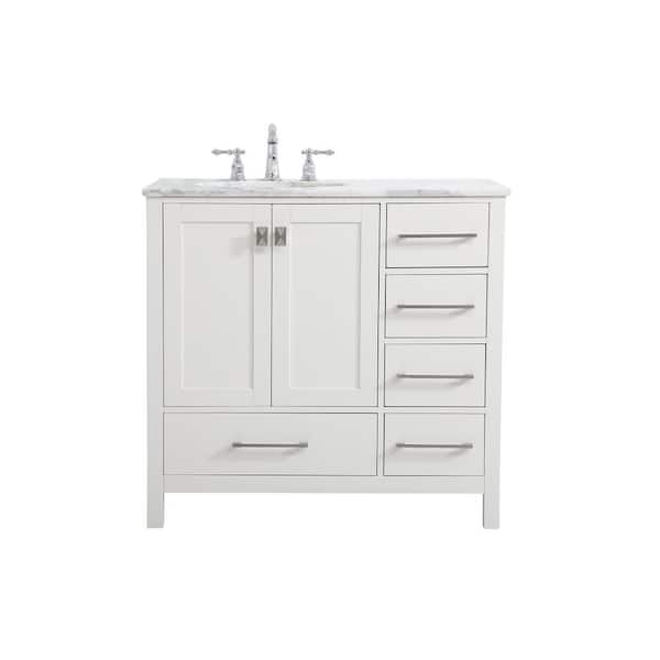 Unbranded Timeless Home 36 in. W x 22 in. D x 34 in. H Single Bathroom Vanity in White with Carrara White Marble and White Basin