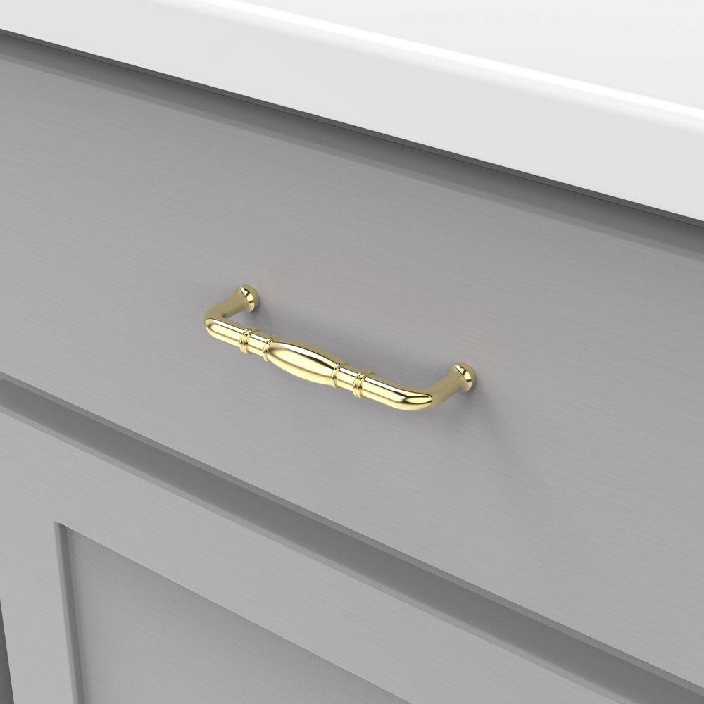 Polished Brass 3-3/4" Transitional Cabinet Handles