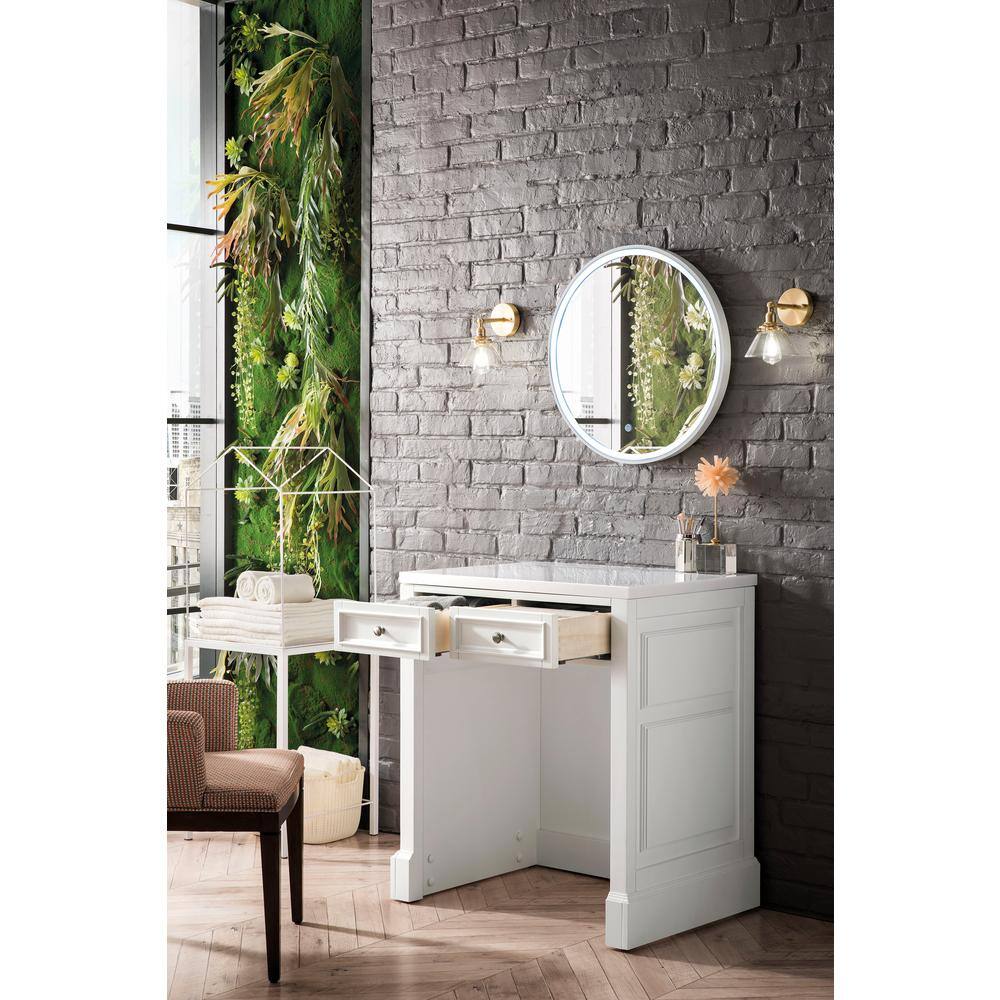 Bright White Solid Wood Vanity with Quartz Top