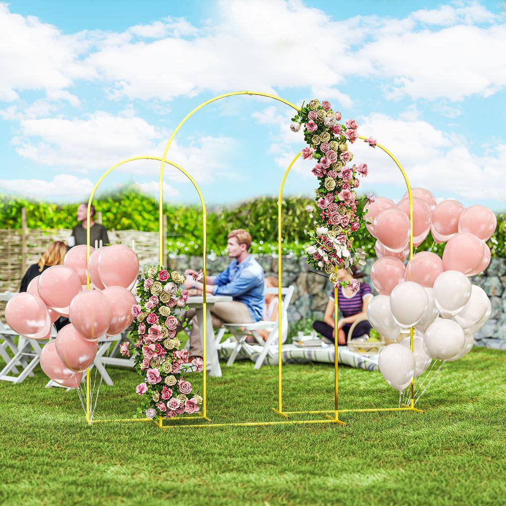 Gold Metal Wedding Arch Backdrop Stand Set of 3