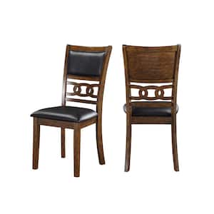 New Classic Furniture Gia Brown Dining Chair with Black PU Cushions (Set of 2)