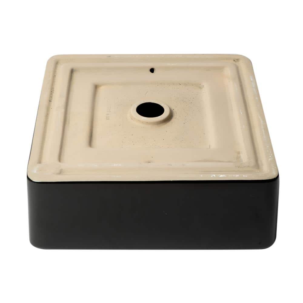 Black Matte Square Ceramic Bathroom Sink 15.13"