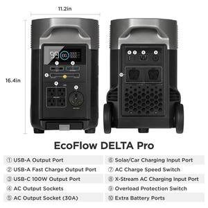 4500W Peak Output 3600-Watt 2 Pcs Delta Pro Push Button Start Power Station W/LiFePO4 battery recharge 0-80% in 60 mins
