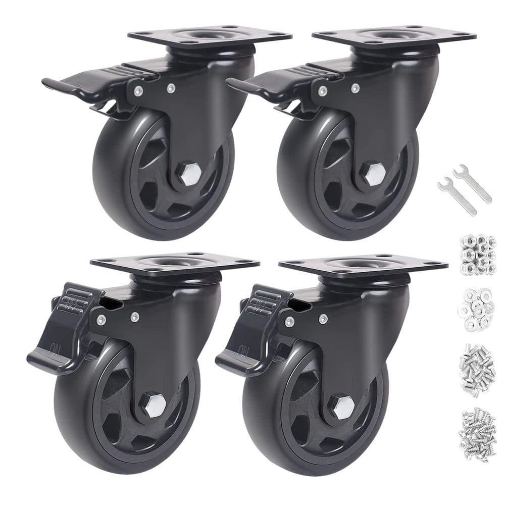 4-Pack Heavy Duty 4 in. Gray PVC Rubber Swivel Plate Caster Wheels with Dual Locking 2200 lb. Load Rating price history on PriceWatchPro
