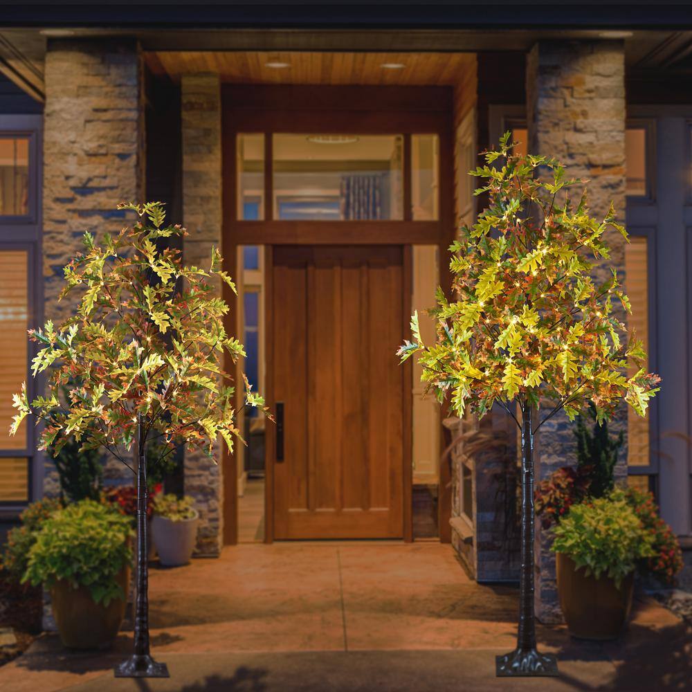 6 ft. Warm White LED Lighted Oak Tree for Indoor/Outdoor Decor