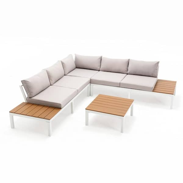 white aluminum outdoor sectional