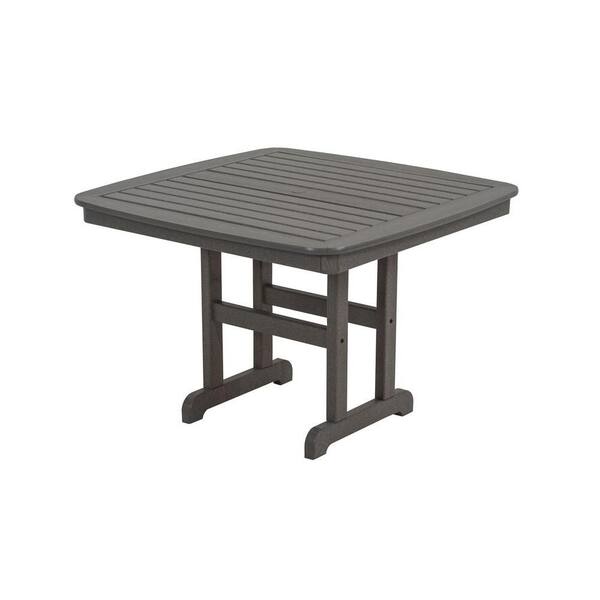 POLYWOOD Nautical 44 in. Slate Grey Plastic Outdoor Patio Dining Table