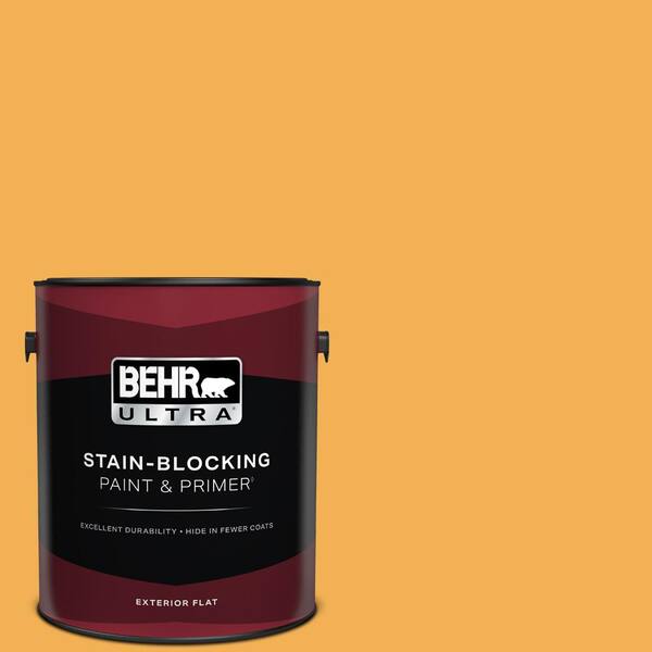 BEHR ULTRA 1 gal. #PMD-20 Goldenrod Field Flat Exterior Paint & Primer