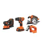 BLACK+DECKER 20V Max Lithium-Ion Cordless 4 Tool Combo Kit with (2