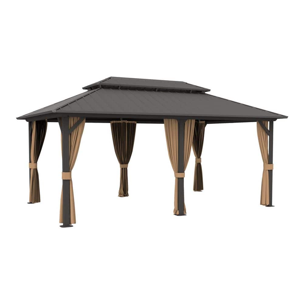 14 ft. x 22 ft. Outdoor Hardtop Gazebo with Double Roof, Galvanized Frame, Mesh and Curtains price history on PriceWatchPro