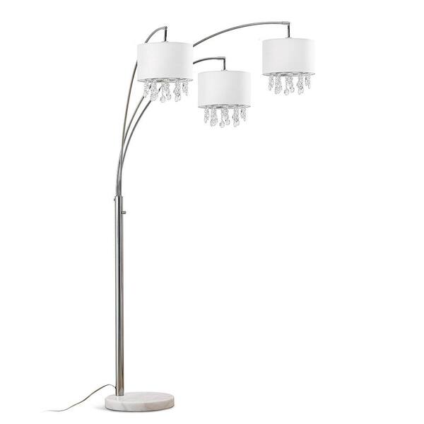 Light Crystal Pendants Arch Floor Lamp, 3 Light Arched Floor Lamp