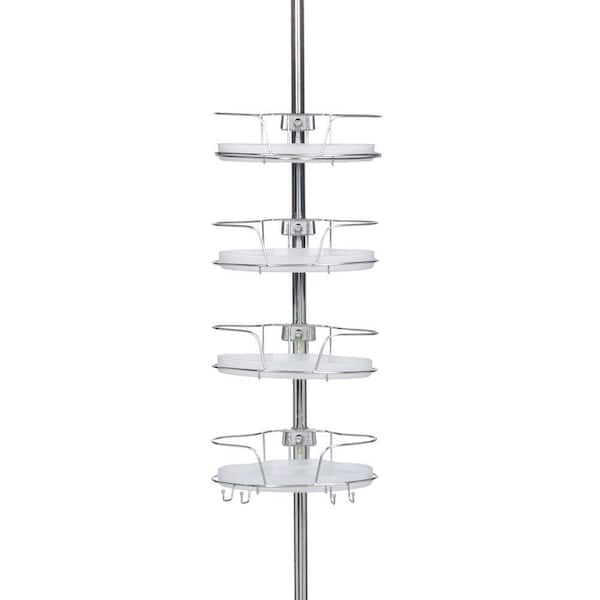 Glacier Bay Tension Pole Caddy with 4 Shelf in Stainless Steel