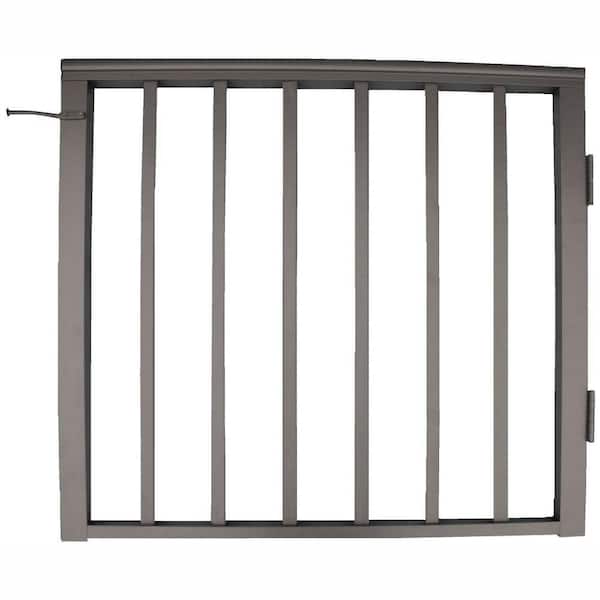 EZ Handrail 36 in. x 42 in. Bronze Pre-Built Aluminum Single Panel Walk Through Gate with 1 in. Square Balusters