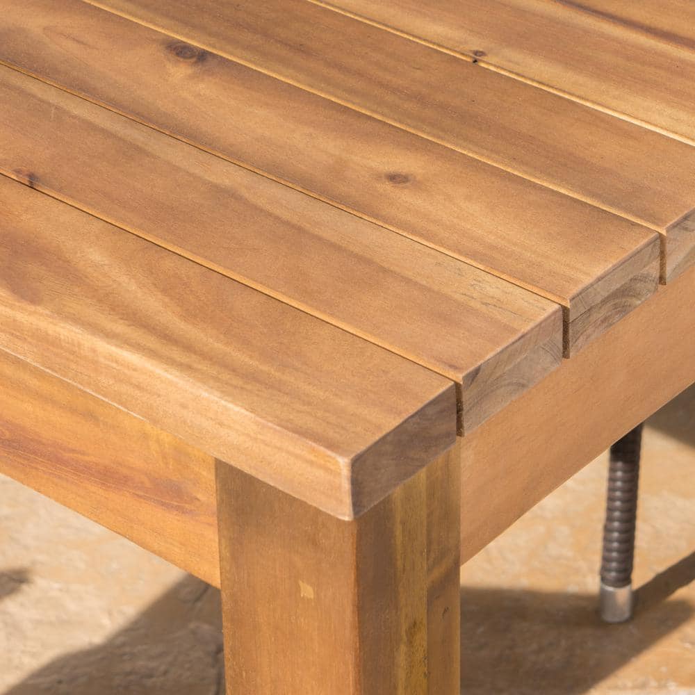 Wilson Teak Finish Acacia Wood Expandable Dining Table
