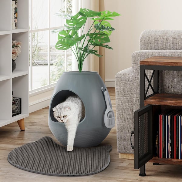 Cat Litter Box Plant Hidden with Smart Odor Removal System and Trap Mat