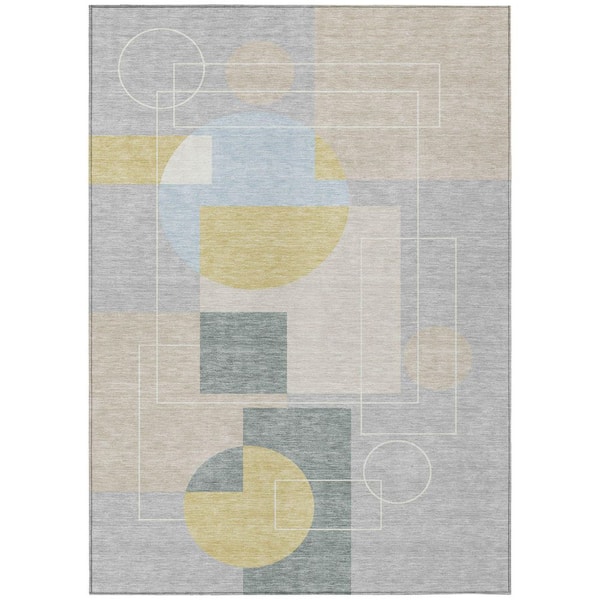 Chantille Machine Washable Indoor/Outdoor Abstract ACN2500 Silver 3 ft. x 5 ft. Area Rug