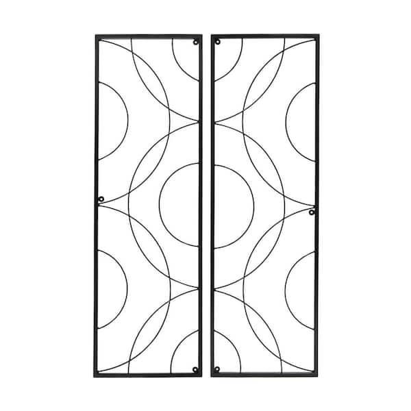Achla Designs Traditional Corona Decorative Garden Trellis of 2 Pieces, 42 in. Tall, Black Powder Coat Finish