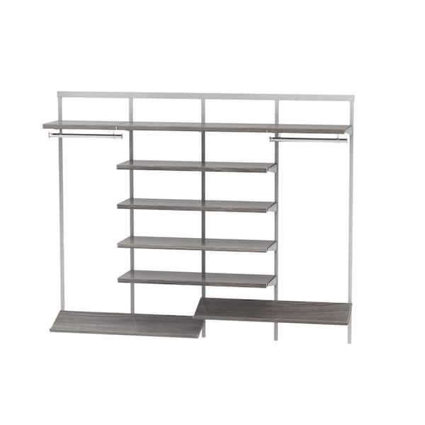 Everbilt Genevieve 8 ft. Gray Adjustable Closet Organizer Long and Short Hanging  Rods with Double Shoe Racks and 4 Shelves 90551 - The Home Depot