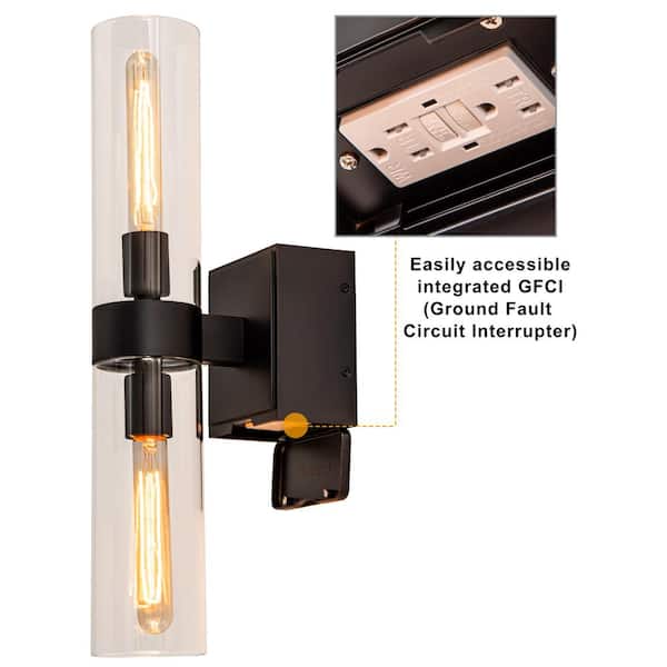 Black Wall Sconce With Gfci Outlet
