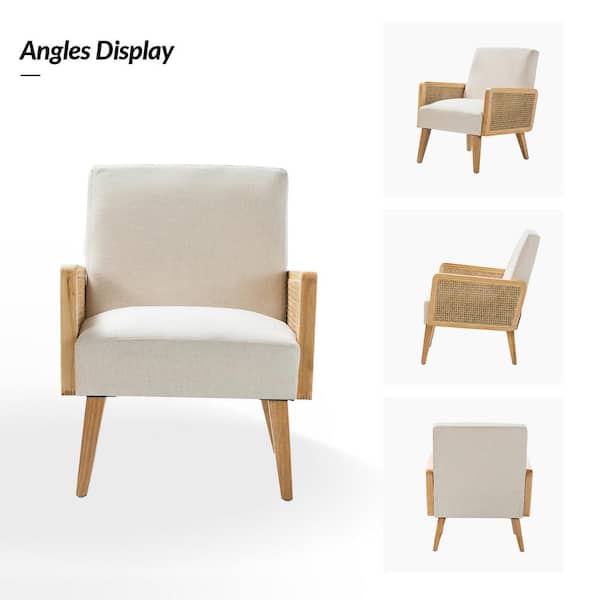 JAYDEN CREATION Delphine Beige Fabric Arm Chair Set of 1 HM18223 BEIGE