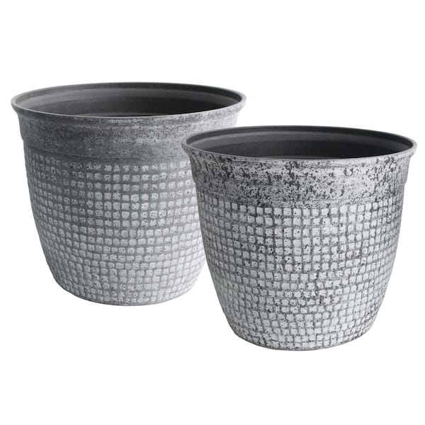 Unbranded Acerra 16 in. x 14 in. H Concrete Mosaic Planter (2-Pack)