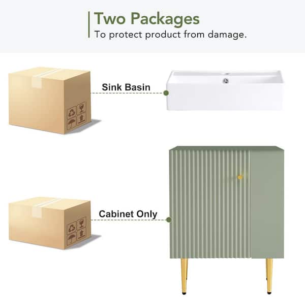 Virubi 21.6 in. W Freestanding Single Sink Green Bath Vanity with