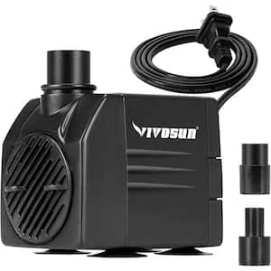 92GPH Ultra Quiet Water Pump with 5 ft. Power Cord and 2 Nozzles for Fish Tank, Aquarium, Statuary, Hydroponics