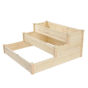 48.83 in. x 48.83 in. x 21.65 in. 3-Tiered Wood Planting Frame Raised Planter Box