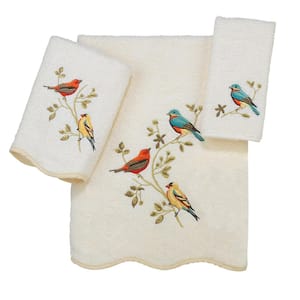 3-Piece Ivory Premier Songbirds Cotton Towel Set