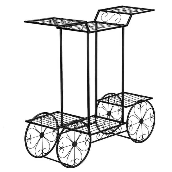 Garden Cart Stand and Flower Pot Plant Holder Display Rack, 6-Tiers, Parisian Style for Home, Garden, Patio, Metal