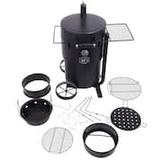 Bronco Charcoal Drum Smoker Grill in Black with 284 sq. in. Cooking Space