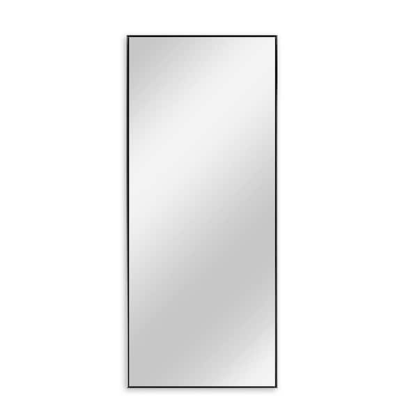 Dovelina 71 in. x 24 in. Modern Rectangle Framed Black Full Length Leaning Mirror