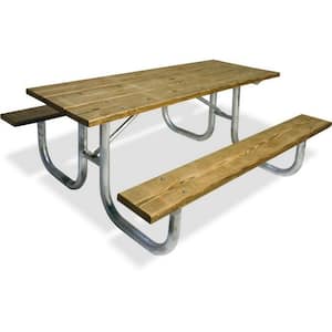 8 ft. Pressure Treated Wood Commercial Park Extra Heavy Duty Portable Table