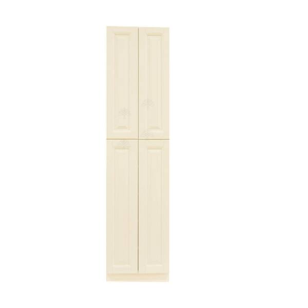 LIFEART CABINETRY Oxford Creamy White Plywood Raised Panel Stock Assembled Tall Pantry Kitchen Cabinet (24 in. W x 90 in. H x 24 in. D)