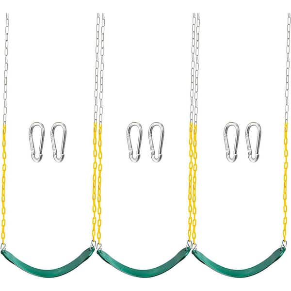 3 Pack Green Swing Seats Heavy Duty with 66" Chain, Swing Set Accessories Replacement with Snap Hooks (Limit 300lb)