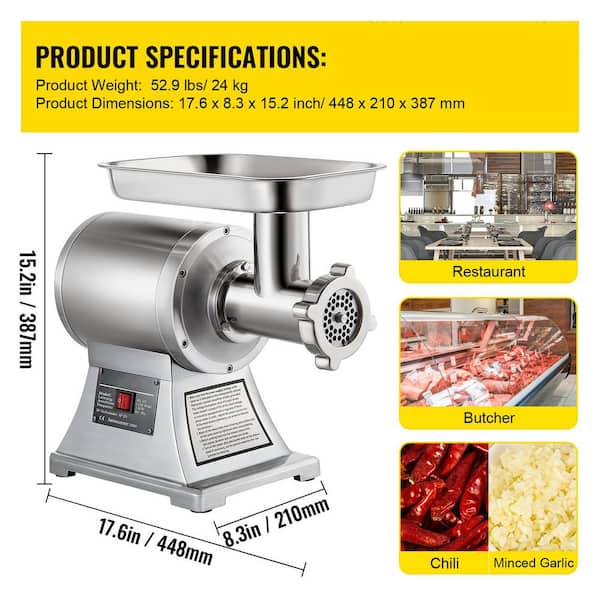 VEVOR 1100-Watt 661 lbs./Hour Red Electric Meat Grinder Machine 1.5-HP  Sausage Kit with 2-Grinding Plates and Drawer RJDTMC1100W3YOMFQV1 - The  Home Depot