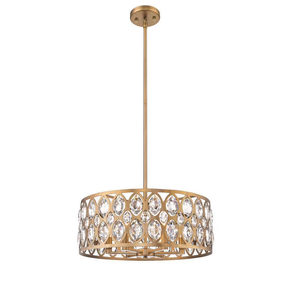 Dealey 23'' Heirloom Brass Round Chandelier with Crystal Accents