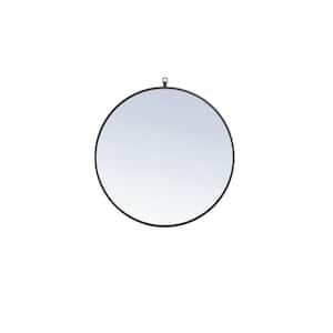 Timeless Home 28 in. W x 28 in. H x Contemporary Metal Framed Round Black Mirror