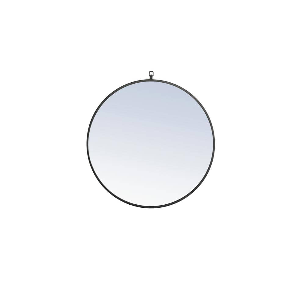 Medium Round Black Modern Mirror (28 in. H x 28 in. W)