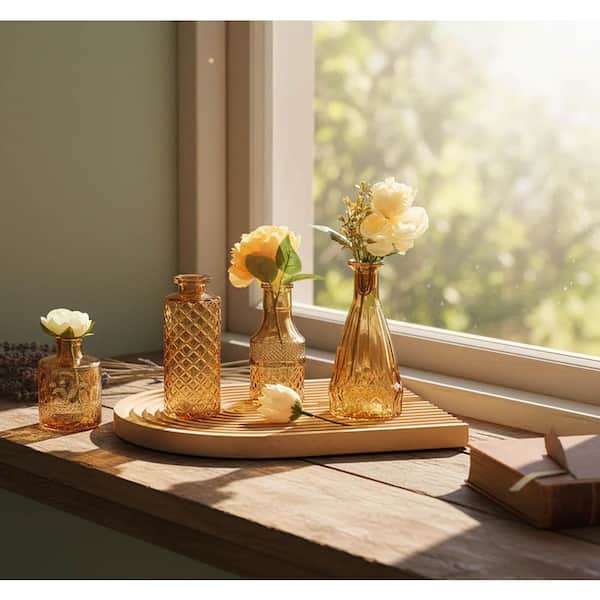 3.15 in. Yellow Glass Decorative Vase, (Set of 18) YAVBQ2